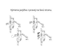 FUHR dveřní zámek ovládaný klíčem 855-45, 4RL, 20-92-08, 2170mm, K/G - Stříbrná, 45